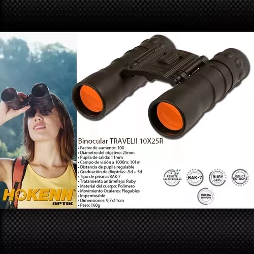 Binocular Hokenn Travel 2 10x25mm Rubi Estuche 
